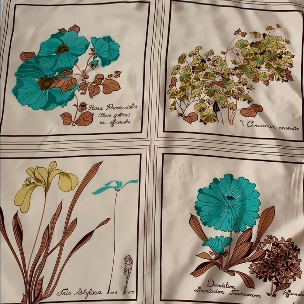 Echo vintage botanical floral scarf beige blue